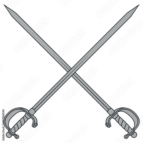 Antique Spanish swords crossed with hilt