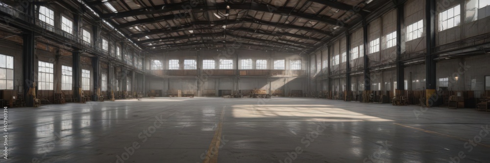 Expansive open space, high ceiling, raw industrial features , factory, pipes Expansive open space, high ceiling, raw industrial features , factory, pipes