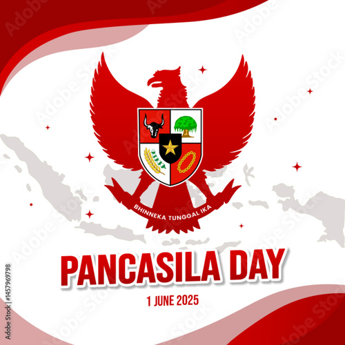 Flat pancasila day illustration photo