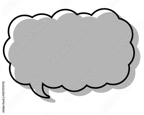 シンプルな線がずれた吹き出し　細長い雲形