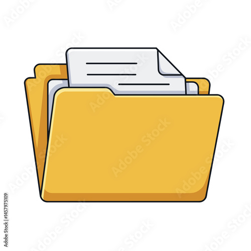 Yellow folders with documents for organization and storage, suitable for UI icon or educational material  