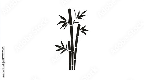 Simple silhouette of bamboo stalks and leaves, suitable for backgrounds or icons