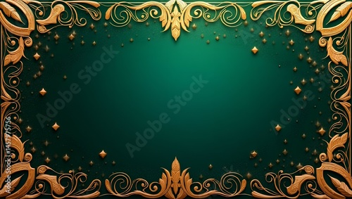 christmas background with golden frame