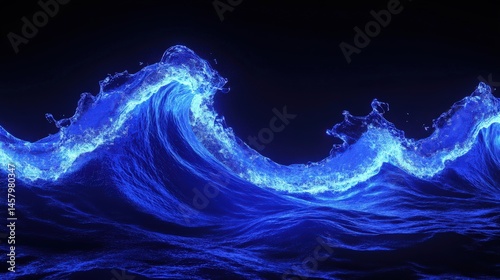 Fototapeta Naklejka Na Ścianę i Meble -  Captivating luminous wave illustration against a dark backdrop for graphic design