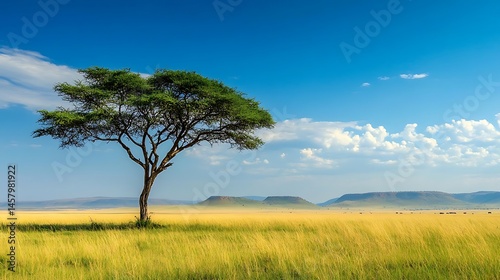 Lone acacia with African savanna. (1)