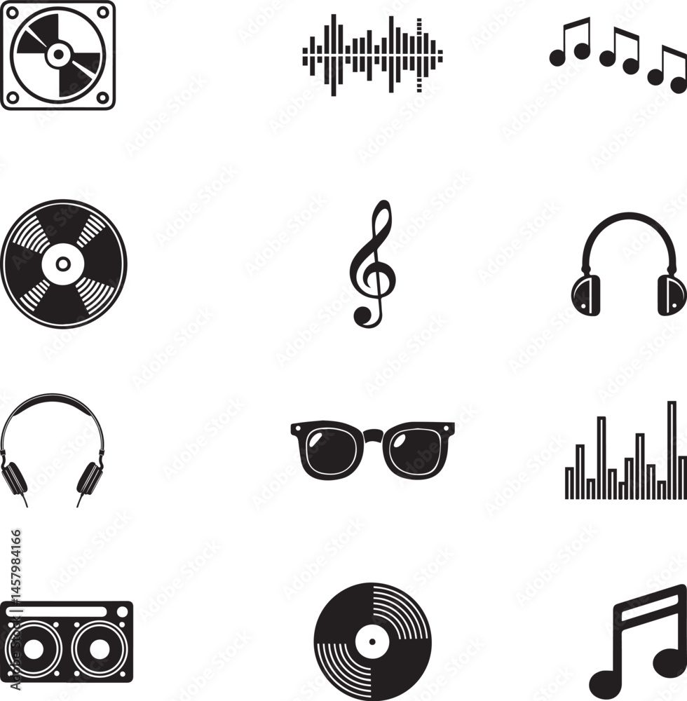 Obraz premium music icons set illustrator design vector