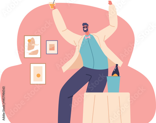 Man groom celebrating stag party