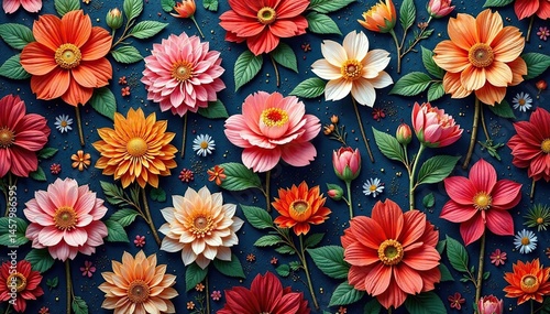 Intricate woven floral tapestry, repeating design, arabesque, background pattern, element