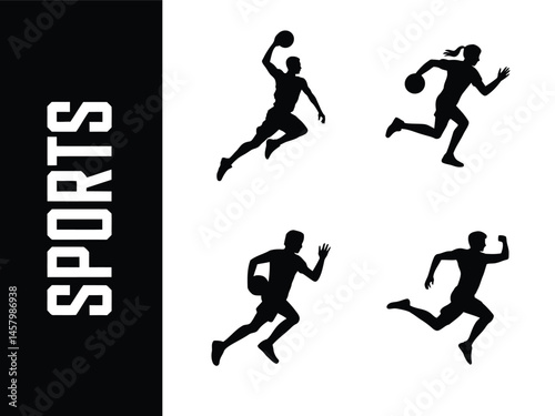 Dynamic Silhouette Sports Icons for Design