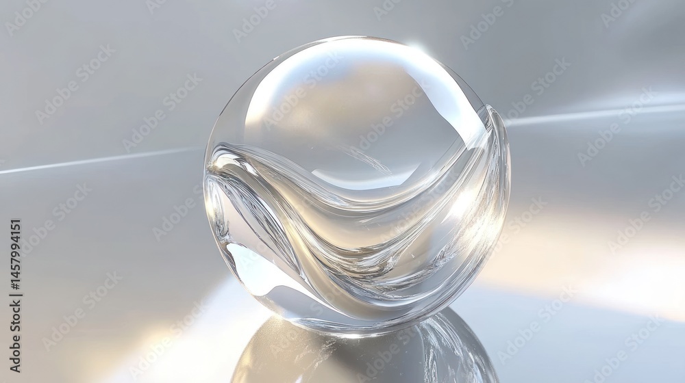 Captivating Crystal Ball, A Study in Light, Reflection, and Transparency