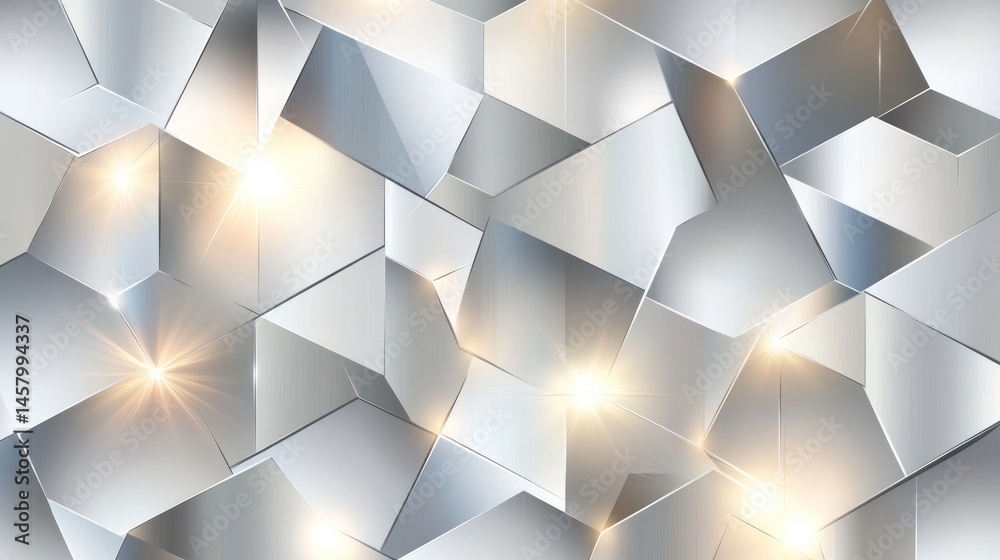 Futuristic Metallic Cubes with Bright Light Reflections Background