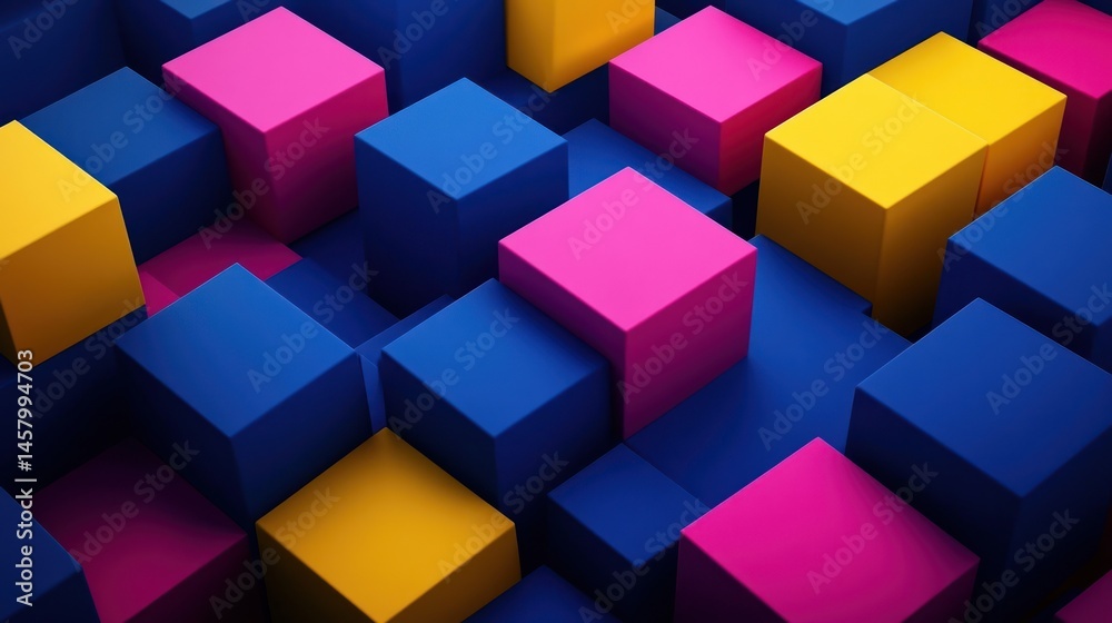 Colorful Geometric Cubes Abstract Background - Modern and Vibrant Design