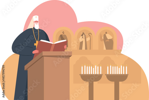 Priest performing church funeral service