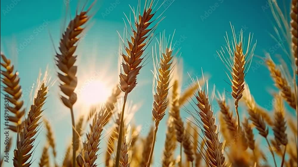 Golden wheat field with sunlight flare and blue sky, summer agriculture landscape, organic grain closeup with natural warm tones nature photography, agriculture, rural scene organic farming Golden wheat field with sunlight flare and blue sky, summer agriculture landscape, organic grain closeup with natural warm tones nature photography, agriculture, rural scene organic farming