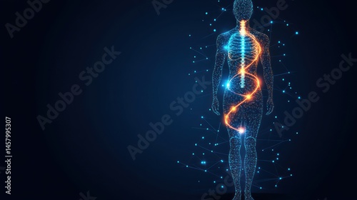 Obraz na płótnie Digital Human Body Scan, A High-Tech Visualization of Anatomy and Health w salonie