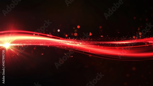 Dynamic Red Light Streaks with Sparkling Bokeh for Modern Design