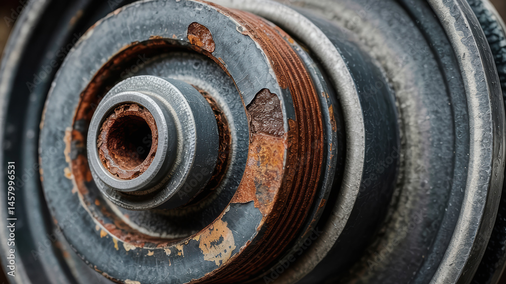 Rusty machinery belt close up with worn metal surface and textured corrosion showing industrial equipment detail and aged belts Rusty machinery belt close up with worn metal surface and textured corrosion showing industrial equipment detail and aged belts