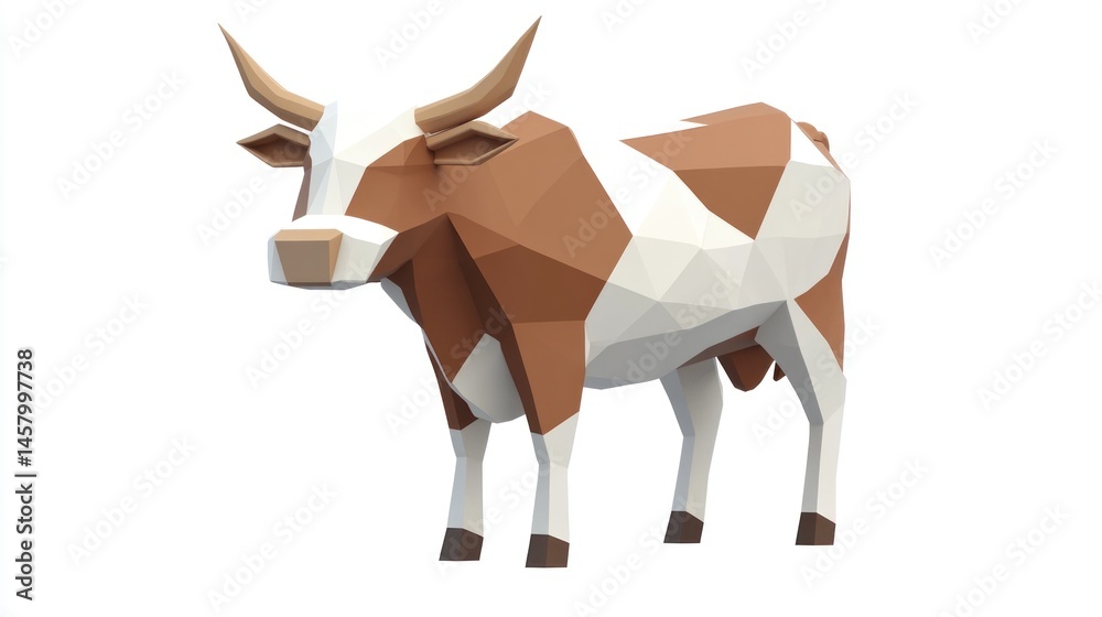 Obraz premium Low-poly cow, geometric design