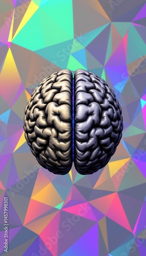 Abstract illustration of a human brain concept digital art vibrant colors creative environment 3d perspective