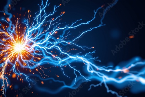 Dynamic electric waves erupting in a dark environment abstract art close-up view energy concept