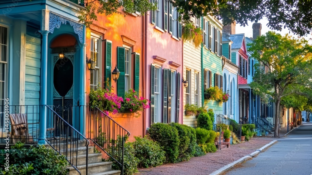 Fototapeta premium Explore the architectural beauty of Charleston's historic homes.