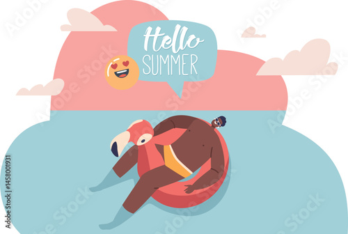 Man enjoying summer rest vector illustration