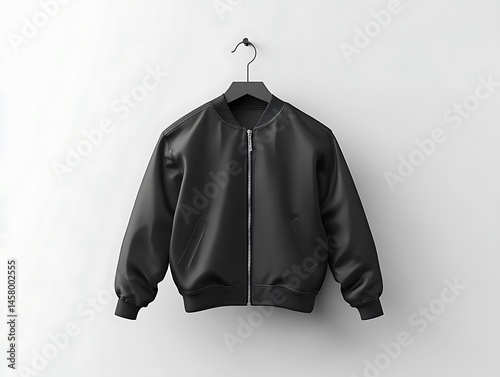 Black bomber jacket mockup. (3) photo