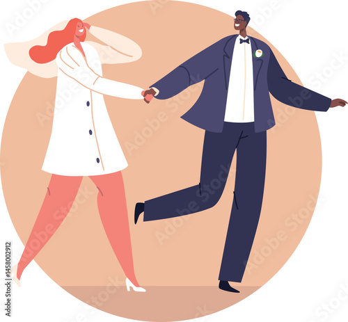 Bride and groom honeymoon vector illustration