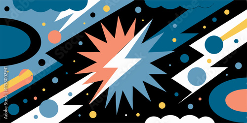 Abstract Art: Clashing Lightning Bolts & Bold Colors
