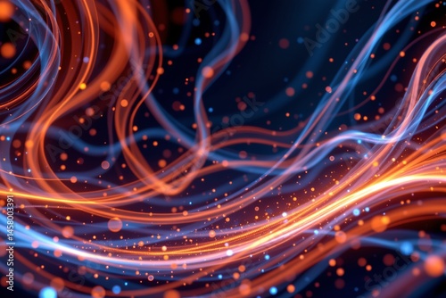 Dynamic abstract background with flowing lines and particles digital art creative environment high contrast viewpoint