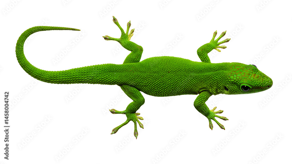 Green Gecko Isolated on Transparent Background Green Gecko Isolated on Transparent Background