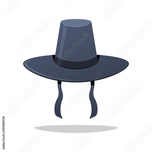 Korean traditional hat vector isolated on white background.