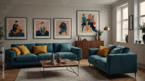 AI generates illustrations contemporary household,generative.ai
