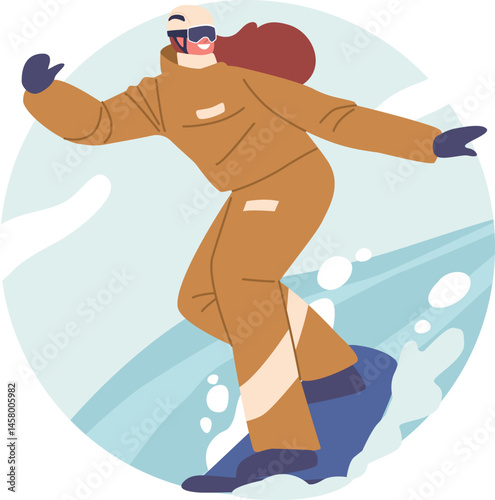 Female snowboard rider in uniform