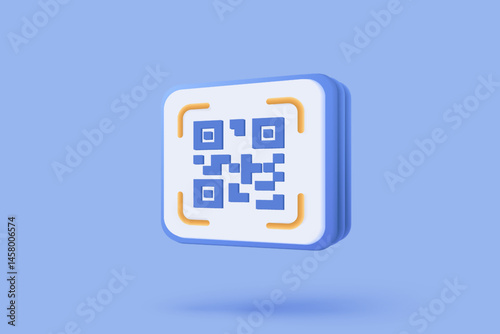 3d qr code scanning for online shopping concept, shopping special offer promotion and marketing of the smartphone. Qr code scan verification website. 3d vector render isolated blue pastel background