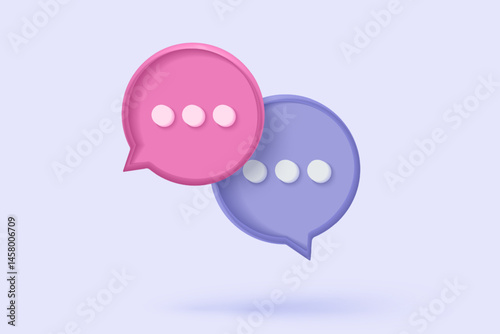 3D hashtag search link symbol on social media notification icon isolated on purple background. Comments thread mention or user reply sign with social media. 3d hashtag on vector render illustration