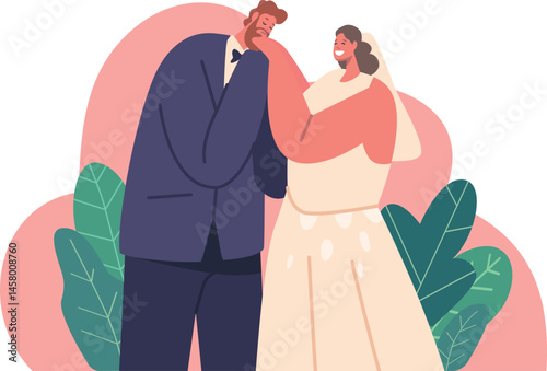 Happy wedding couple vector illustration