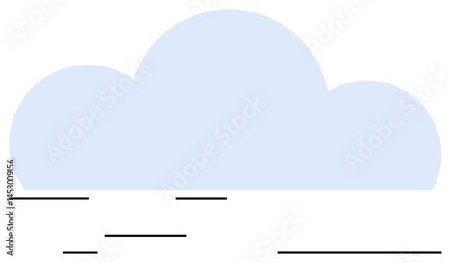 Simplified blue cloud with clean horizontal lines suggesting movement, technology, or weather. Ideal for data storage, cloud computing, networking, connection, weather forecast, minimal design flat
