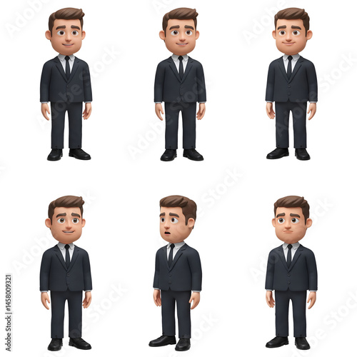 Animated Business Man in Various Poses for Presentation