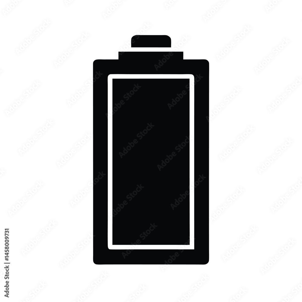 Battery Full Stencil Icon Vector Illustration Battery Full Stencil Icon Vector Illustration