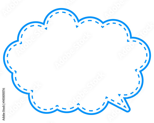 シンプルなカラー線の吹き出し　丸みのある雲形