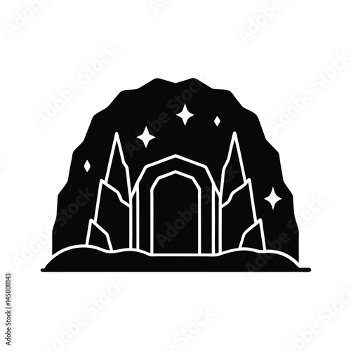 cave entrance stencil icon vector illustration