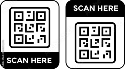 scan qr code icon. coding, information.  Smartphone usage. barcode sign. payment and identification. Simple digital scanning 
