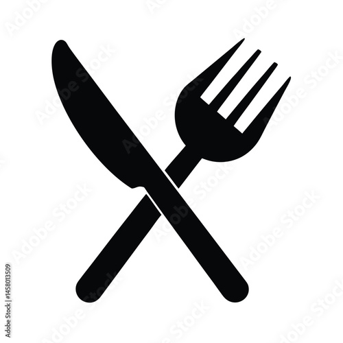 Fork And Knife Stencil Icon Vector Illustration
