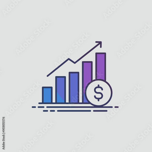 Financial growth chart with dollar symbol in modern style  