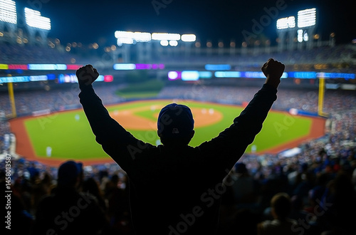 Electrifying atmosphere: A baseball fan's passion during a night game