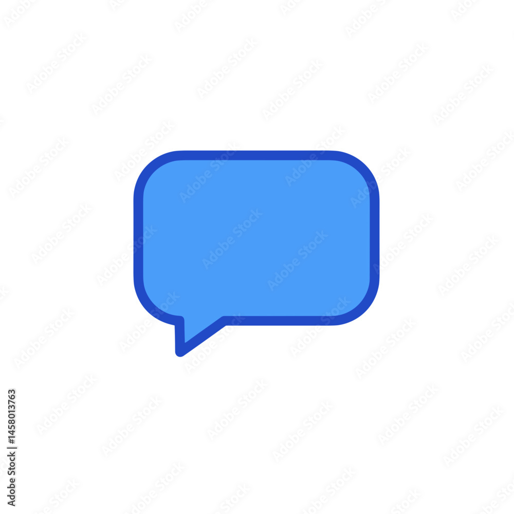 Blue speech bubble icon on a white background Blue speech bubble icon on a white background