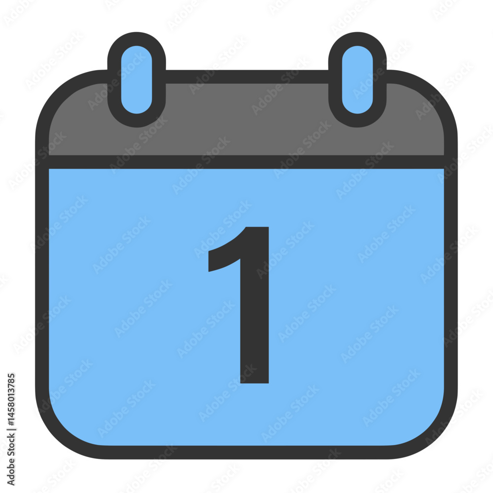 Calendar Icon with Number One in Blue Design Calendar Icon with Number One in Blue Design