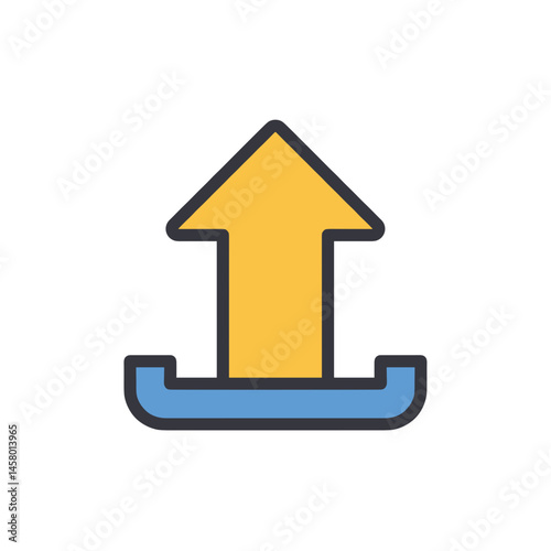 Yellow Arrow Icon for Uploading in Flat Design  