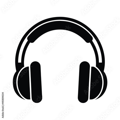 headphones stencil icon vector illustration